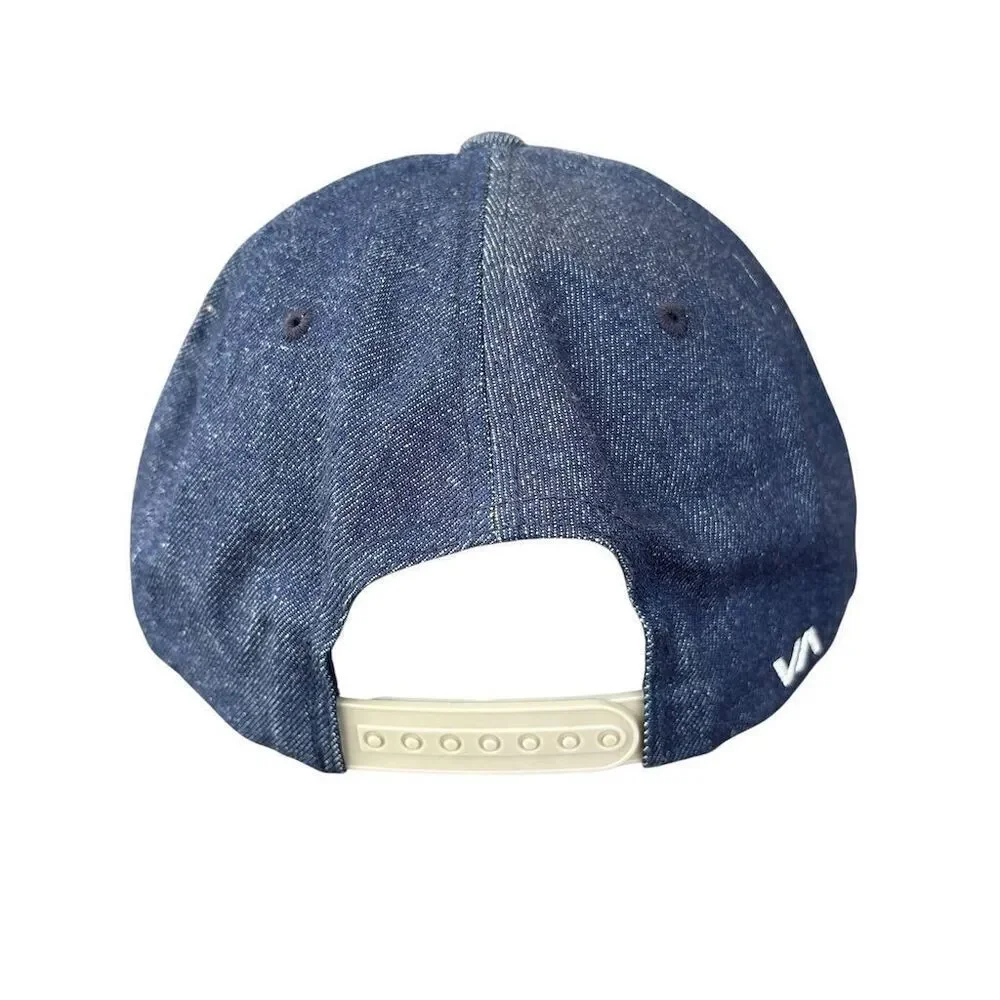 RVCA Men's Denim Blue Snapback Hat Adjustable Mid Fit‎ Casual Cap